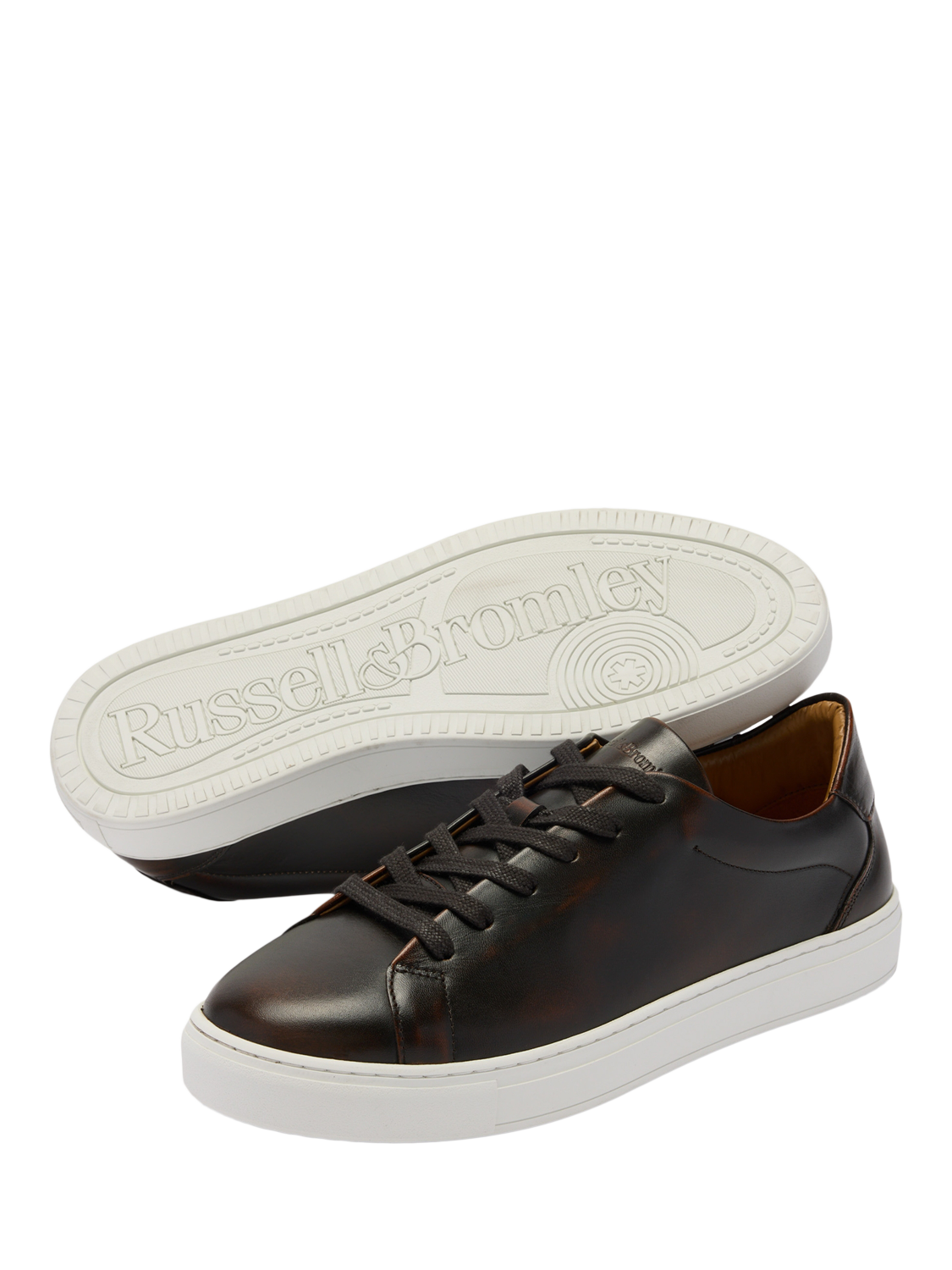 Product image 3 of 4, which shows Russell & Bromley Redburn Lace Up Leather Trainers, Brown, 7