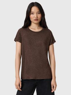 AllSaints Anna Shimmer T-Shirt, Torte Brown, Torte Brown