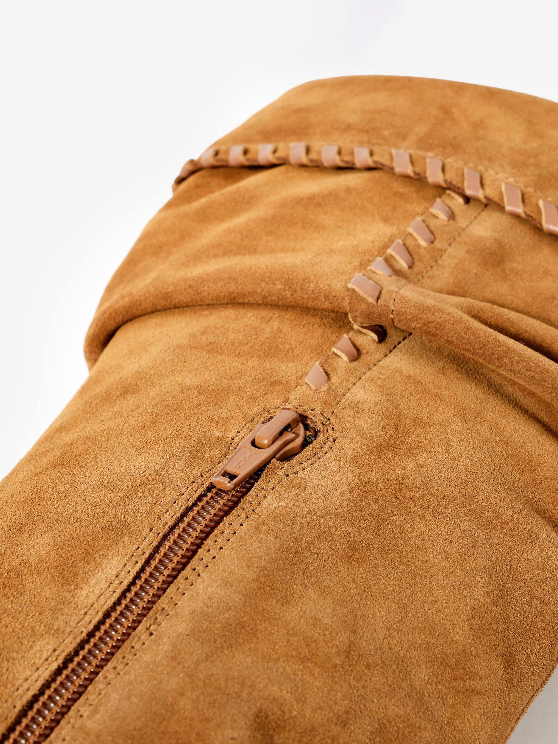 Product image 4 of 4, which shows Mint Velvet Isabelle Suede Whipstitch Calf Boots, Tan, 4