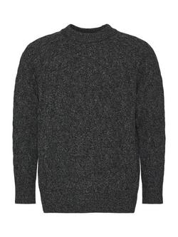 Calvin Klein Cable Knit Lambswool Blend Jumper, Medium Grey Marl, Medium Grey Marl