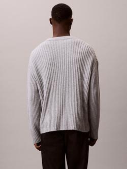 Calvin Klein Chunky Cotton Blend Cardigan, Heroic Grey Heather - view 2, Heroic Grey Heather