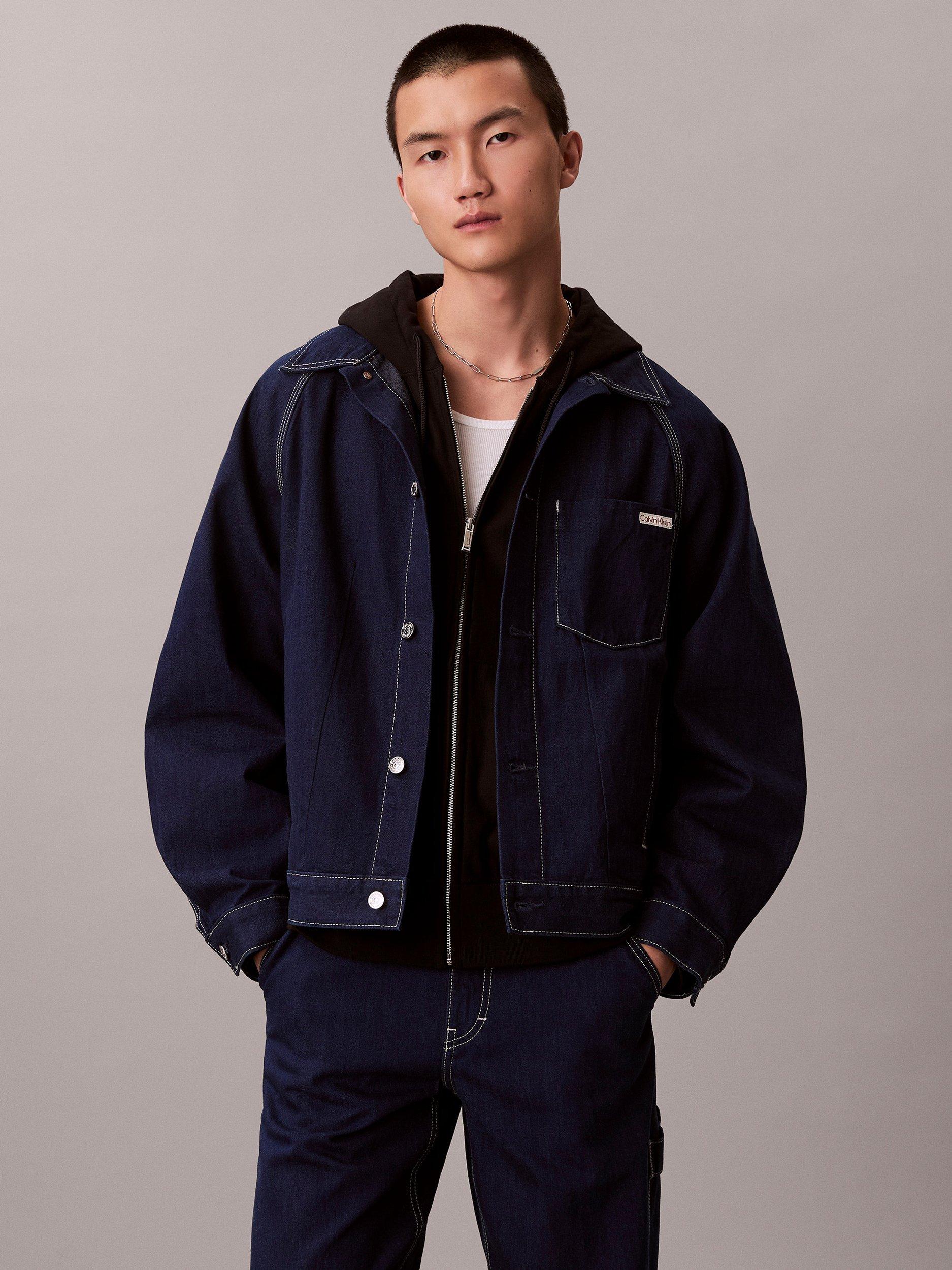 Product image 1 of 6, which shows Calvin Klein Darted Workwear Denim Jacket, Shuriken Rinse, S