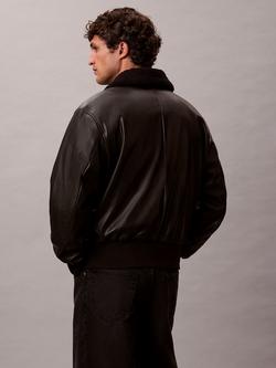 Calvin Klein Faux Leather Flight Jacket, Black - view 2, Black