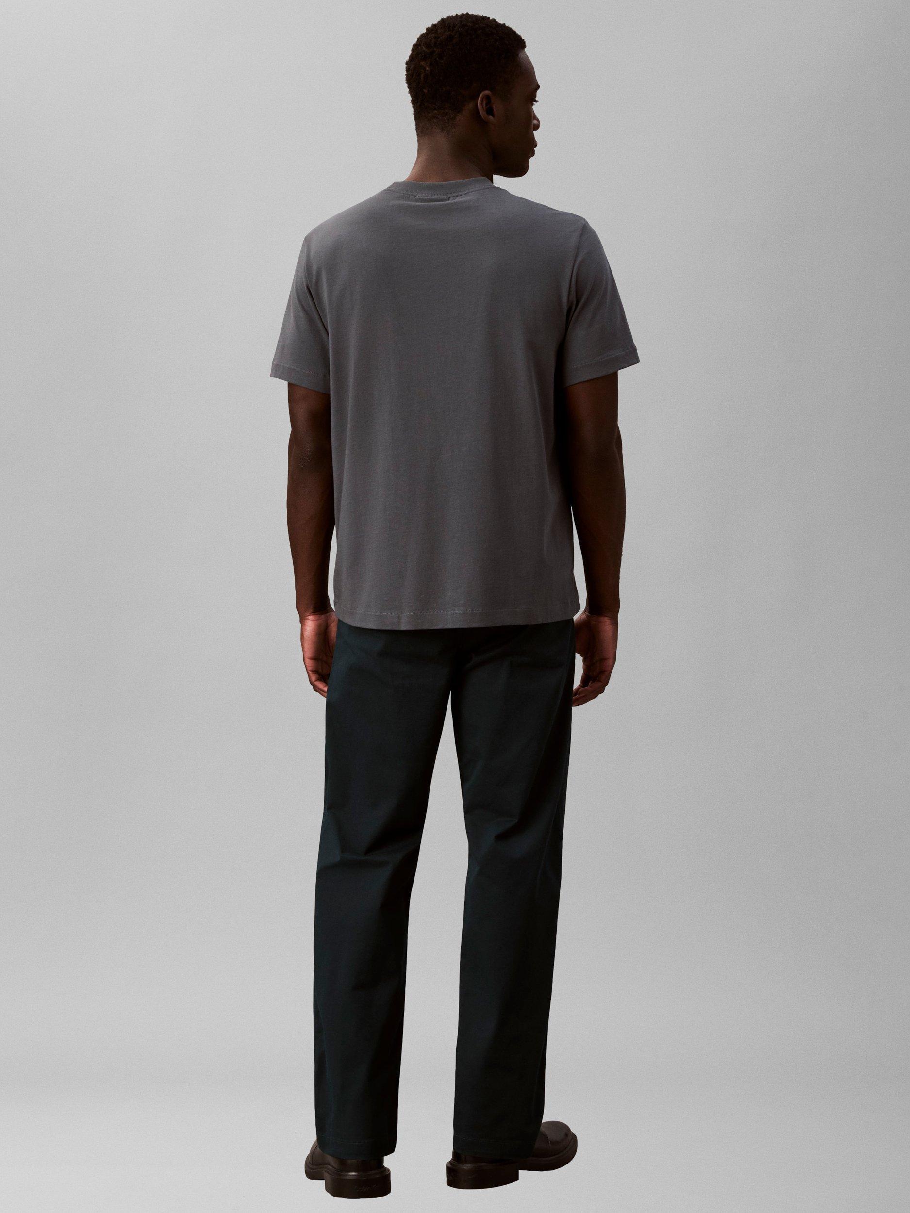 Product image 2 of 5, which shows Calvin Klein Cotton Stretch 90s Straight Trousers, Navy, W29/L32