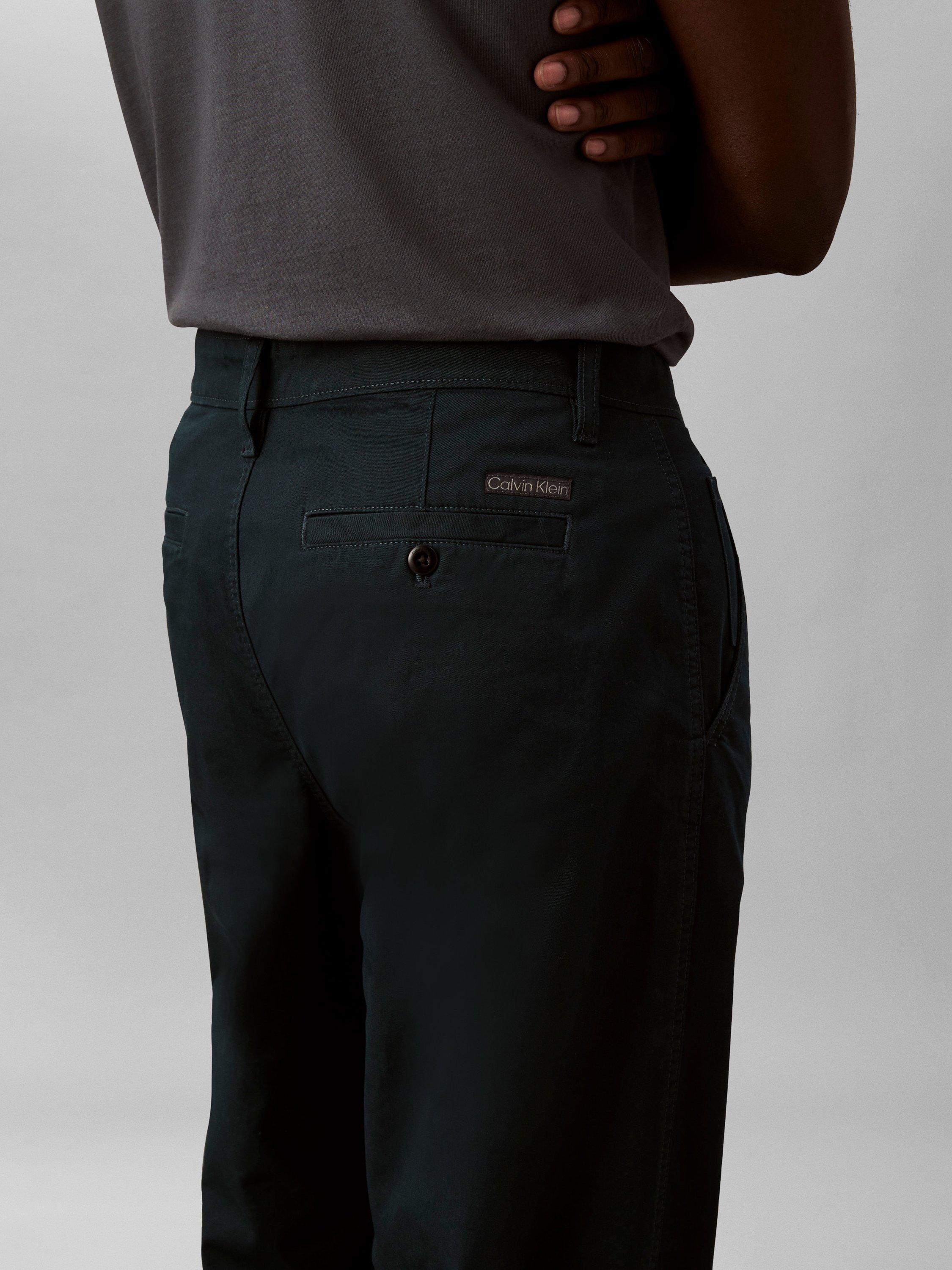 Product image 5 of 5, which shows Calvin Klein Cotton Stretch 90s Straight Trousers, Navy, W29/L32
