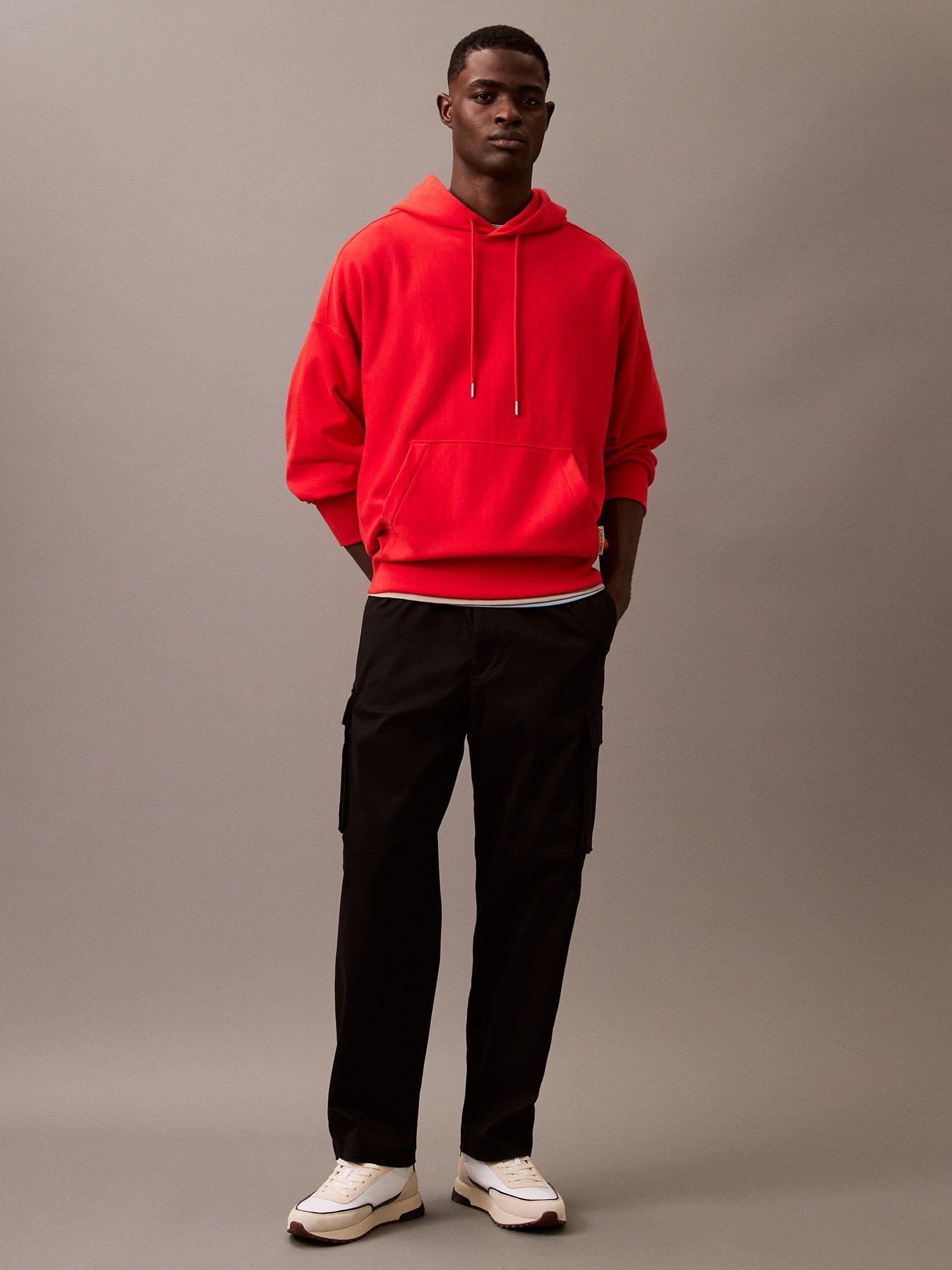 Product image 1 of 10, which shows Calvin Klein Cotton Blend Cargo Trousers, Black, XS