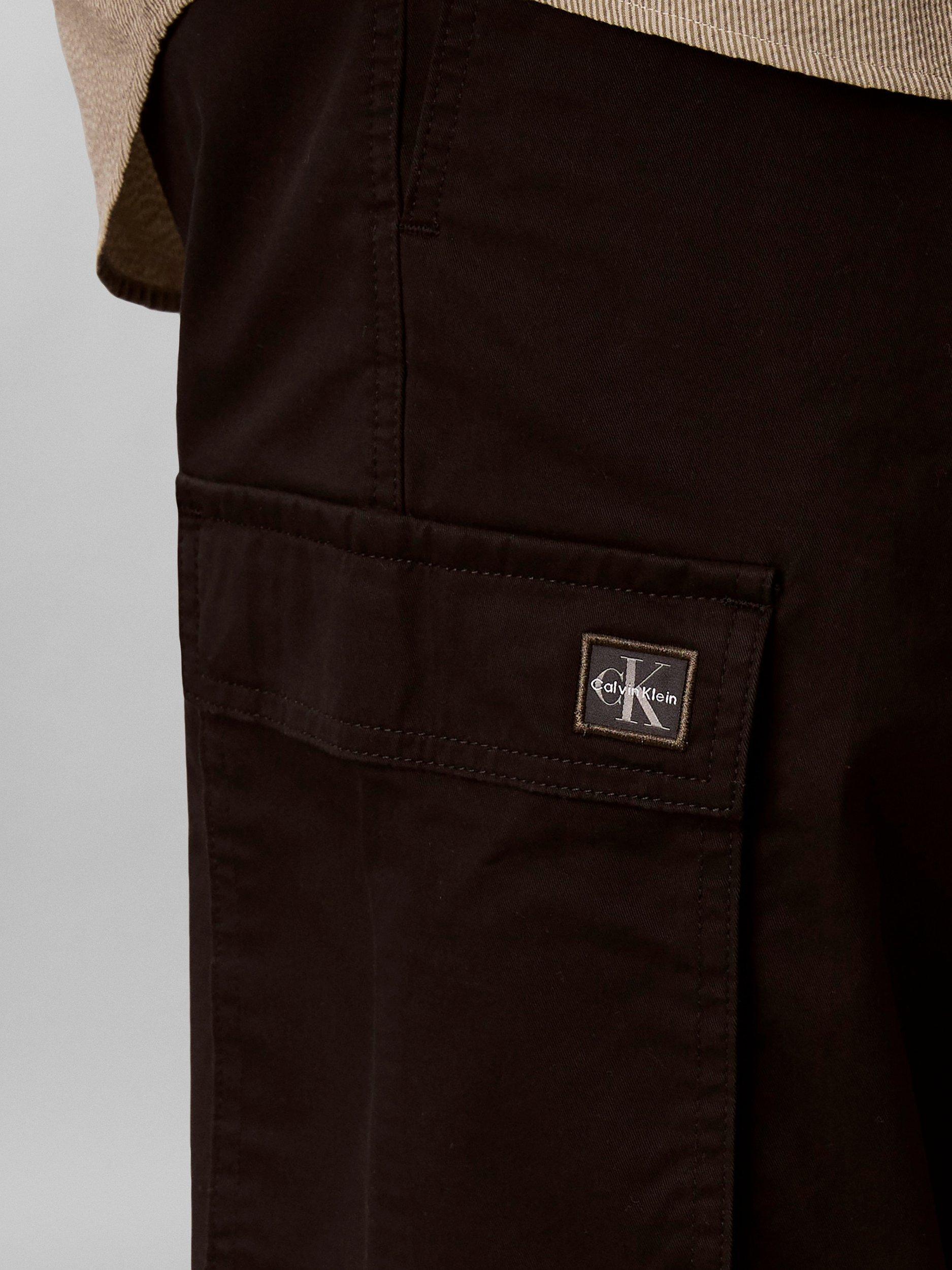 Product image 10 of 10, which shows Calvin Klein Cotton Blend Cargo Trousers, Black, XS