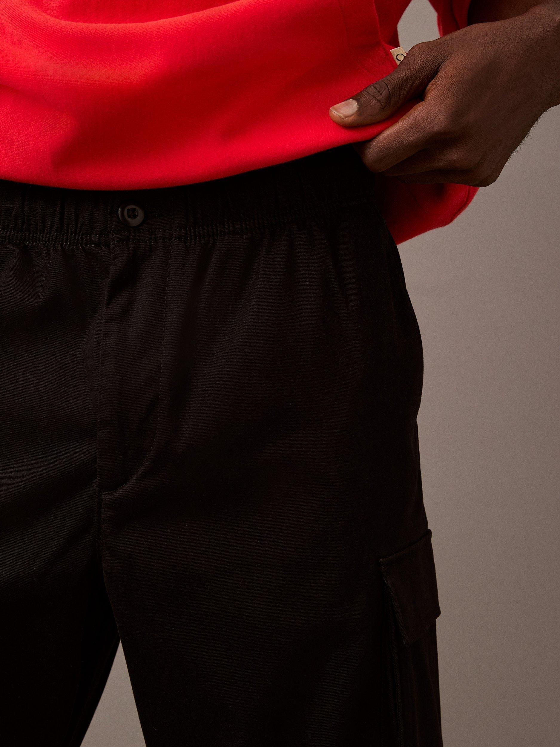 Product image 2 of 10, which shows Calvin Klein Cotton Blend Cargo Trousers, Black, XS