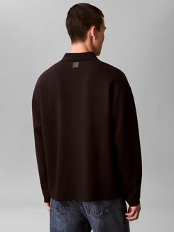 Calvin Klein Cotton Blend Crinkle Crepe Quarter-Zip Sweatshirt, Black - view 2, Black