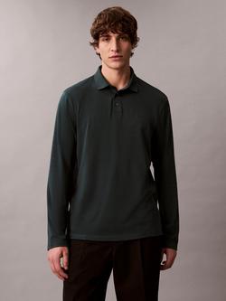 Calvin Klein Supima Cotton Regular Fit Long Sleeve Polo Shirt, Magical Forest, Magical Forest