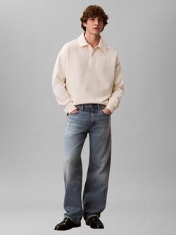 Calvin Klein Heavy Weight Long Sleeve Polo Shirt, Antique White, Antique White