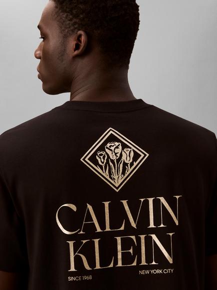 Calvin Klein Logo Roses Graphic T-Shirt, Black - view 2, Black
