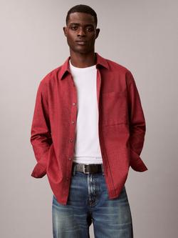 Calvin Klein Cotton Melange Regular Fit Overshirt, Berry Blush