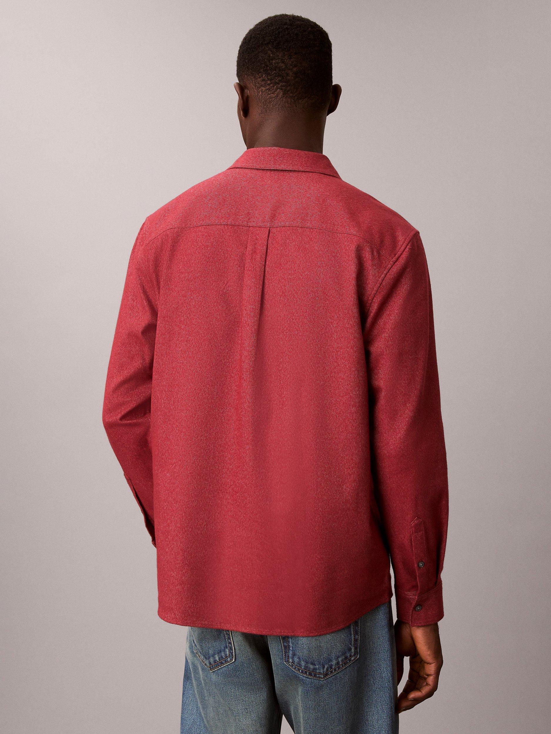 Product image 2 of 5, which shows Calvin Klein Cotton Melange Regular Fit Overshirt, Berry Blush, XS