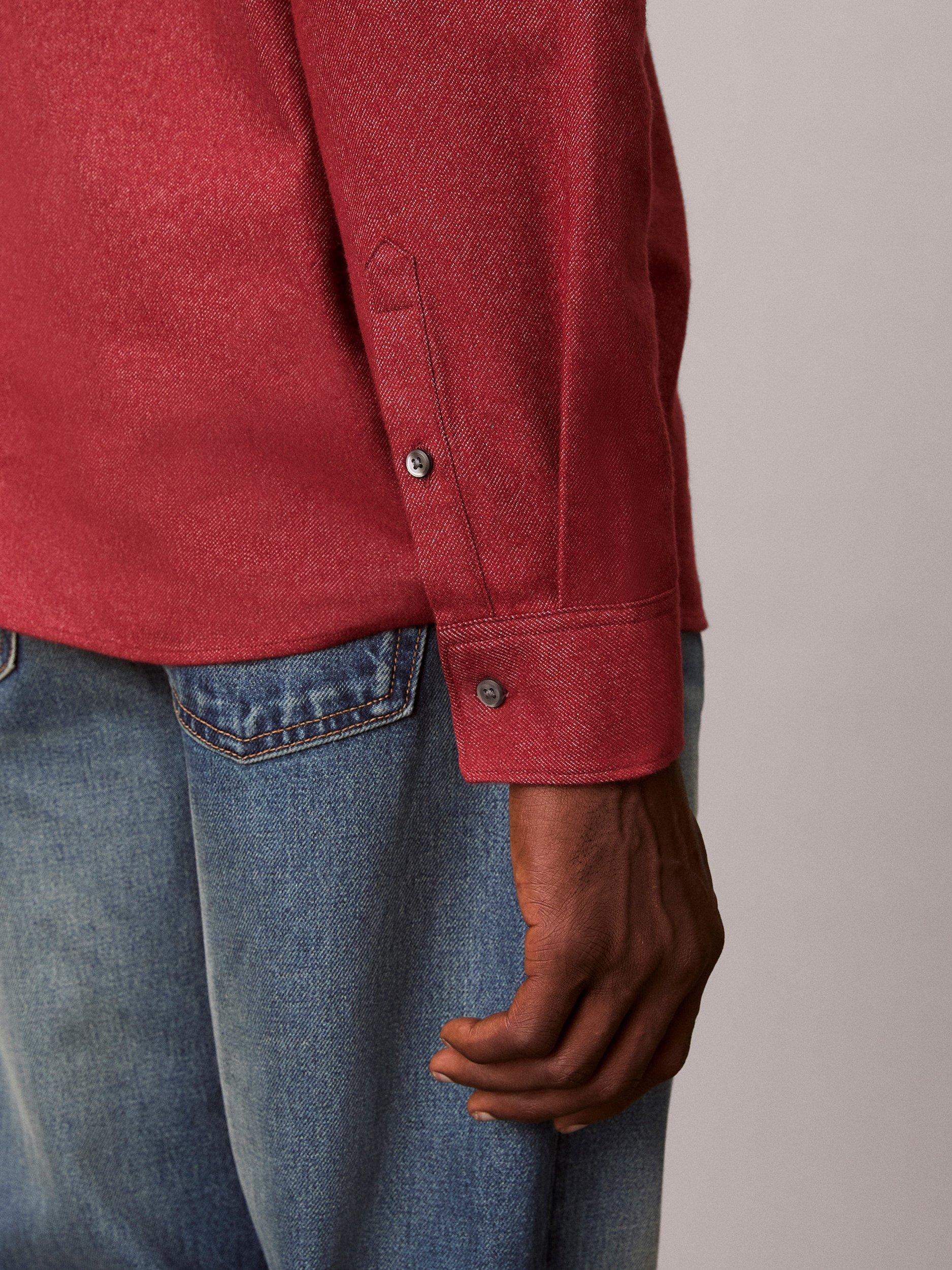 Product image 5 of 5, which shows Calvin Klein Cotton Melange Regular Fit Overshirt, Berry Blush, XS