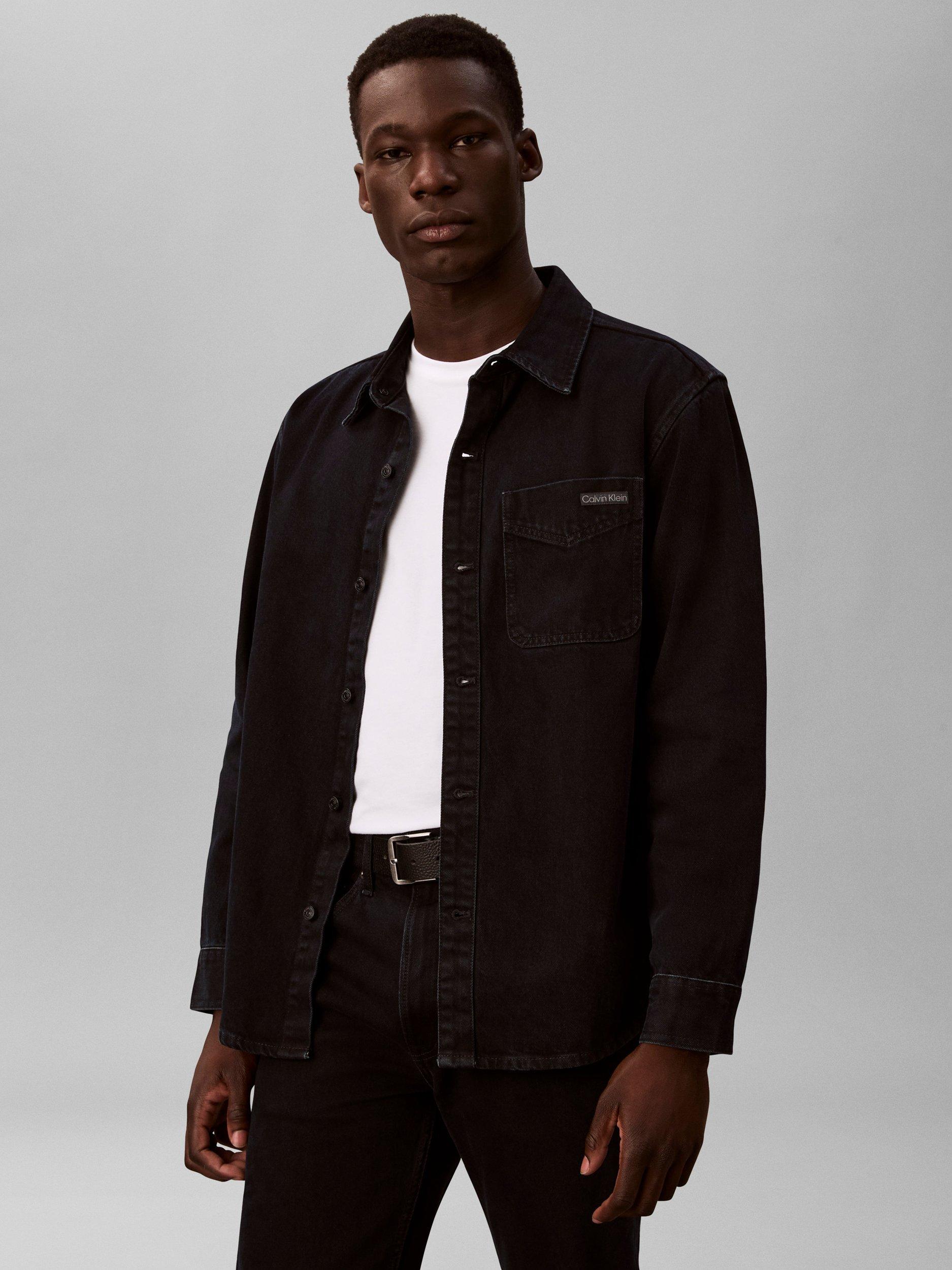 Product image 1 of 6, which shows Calvin Klein Cotton Regular Fit Shirt, Blue Black Stone, S