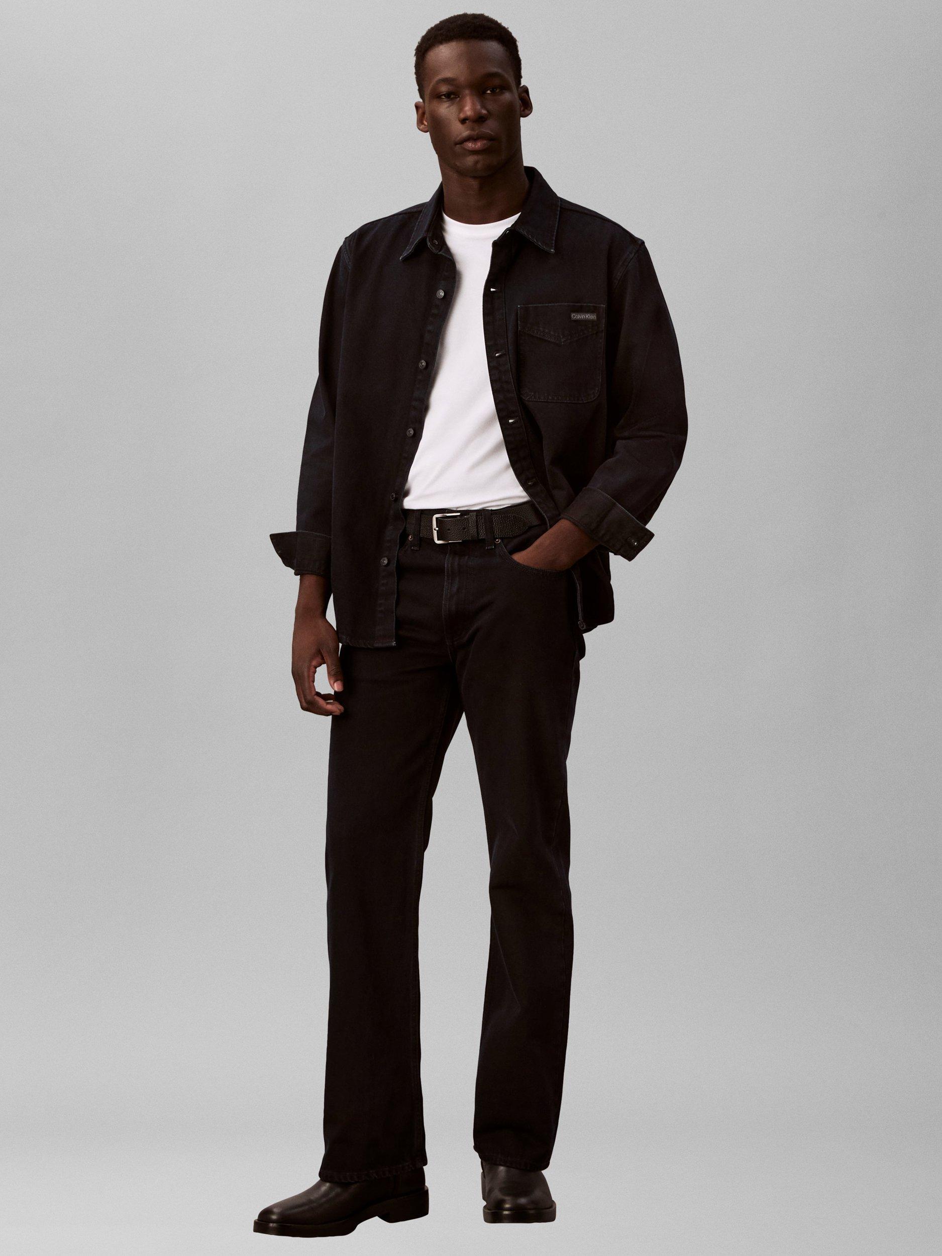 Product image 3 of 6, which shows Calvin Klein Cotton Regular Fit Shirt, Blue Black Stone, S