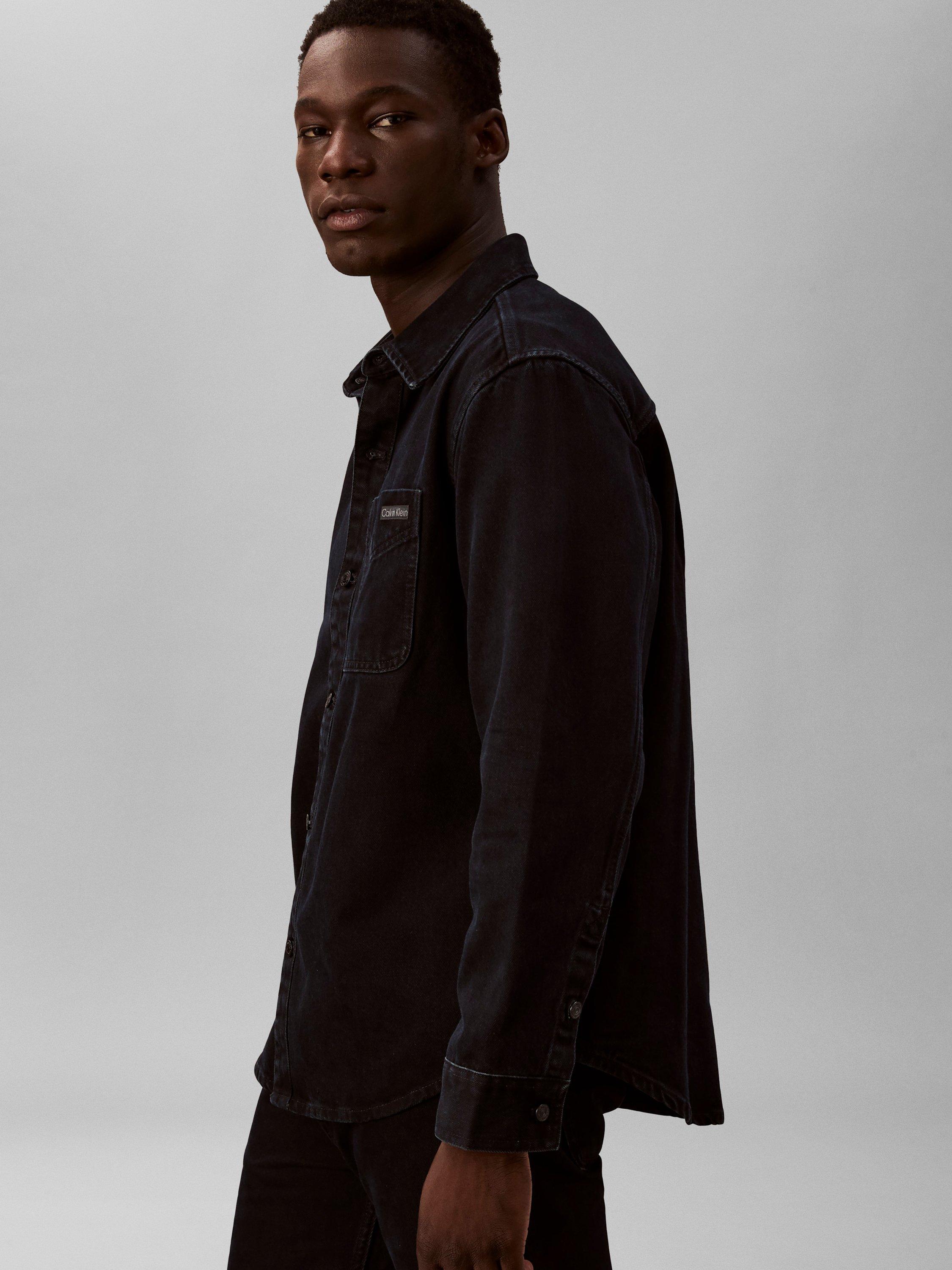 Product image 4 of 6, which shows Calvin Klein Cotton Regular Fit Shirt, Blue Black Stone, S