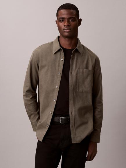 Calvin Klein Cotton Melange Regular Fit Overshirt, Fatigue