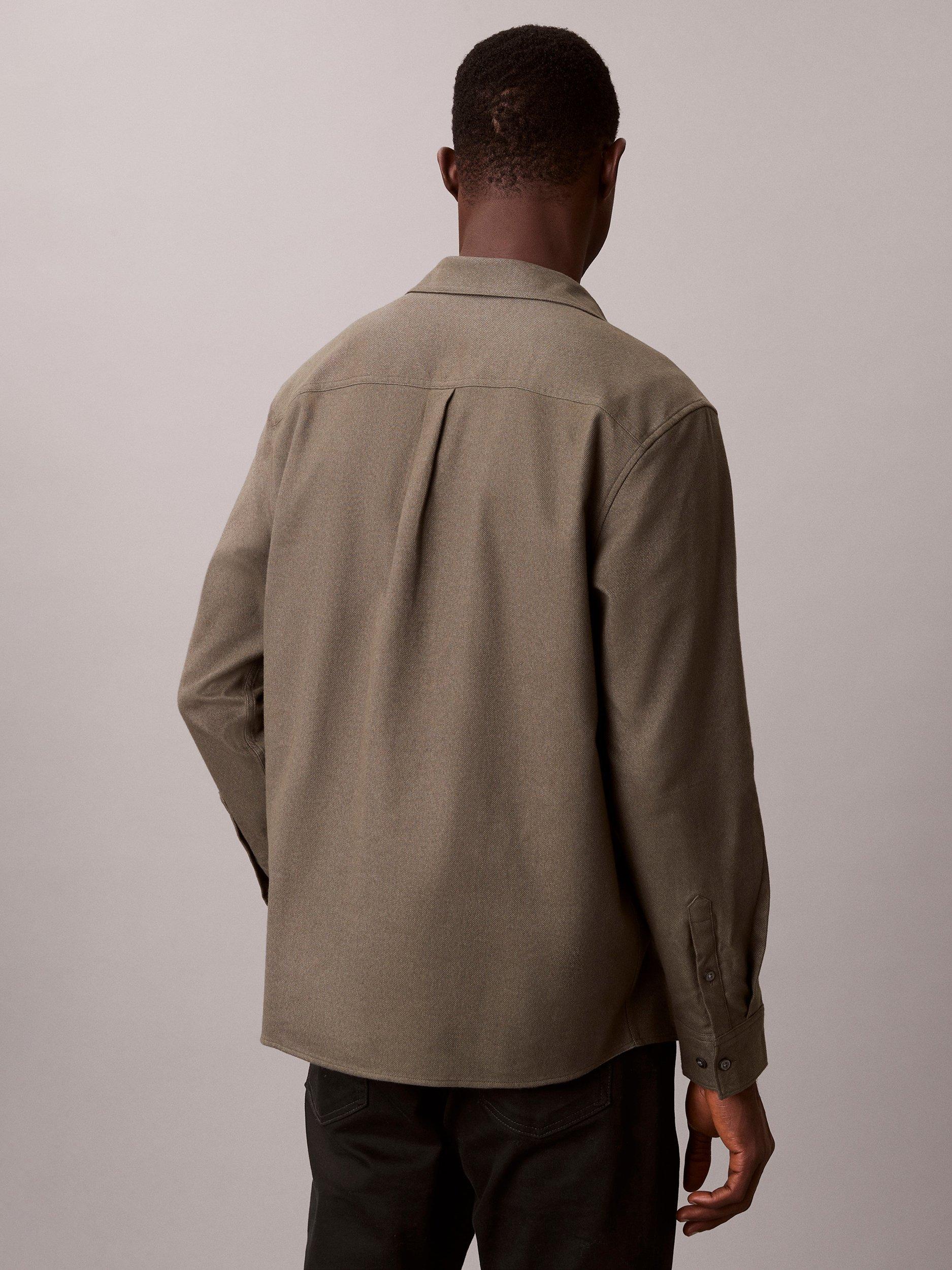 Product image 2 of 5, which shows Calvin Klein Cotton Melange Regular Fit Overshirt, Fatigue, XS