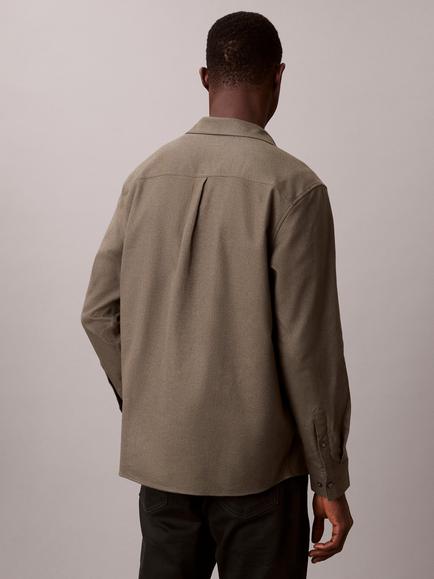 Calvin Klein Cotton Melange Regular Fit Overshirt - view 2, Fatigue