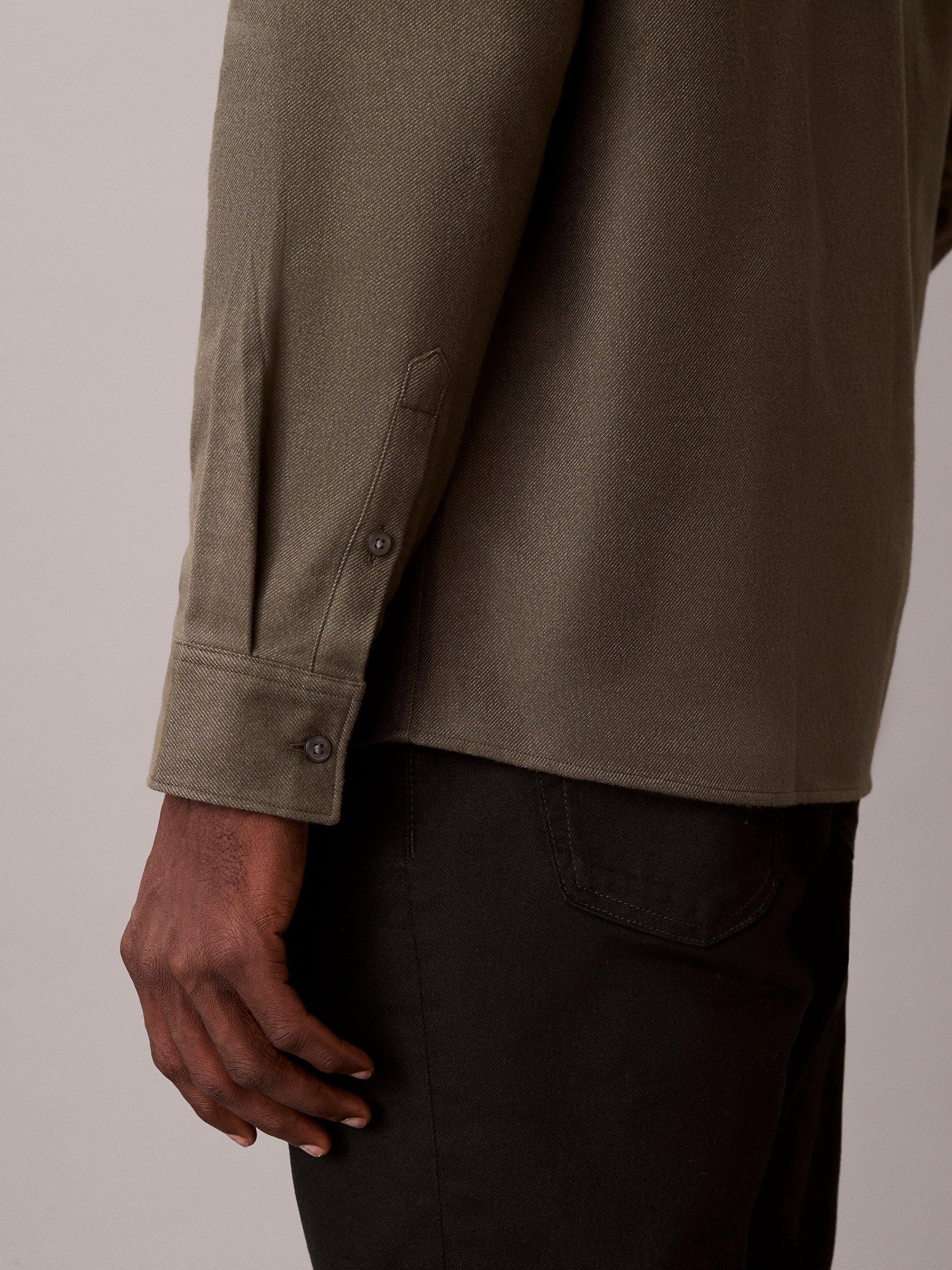 Product image 5 of 5, which shows Calvin Klein Cotton Melange Regular Fit Overshirt, Fatigue, XS