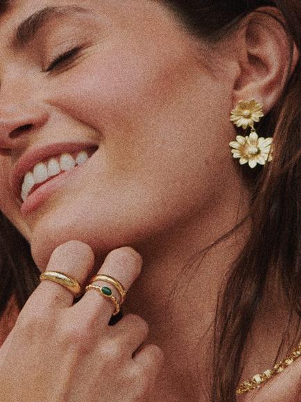 Daisy London Aventurine Ring, Green / Gold - view 2, Green / Gold