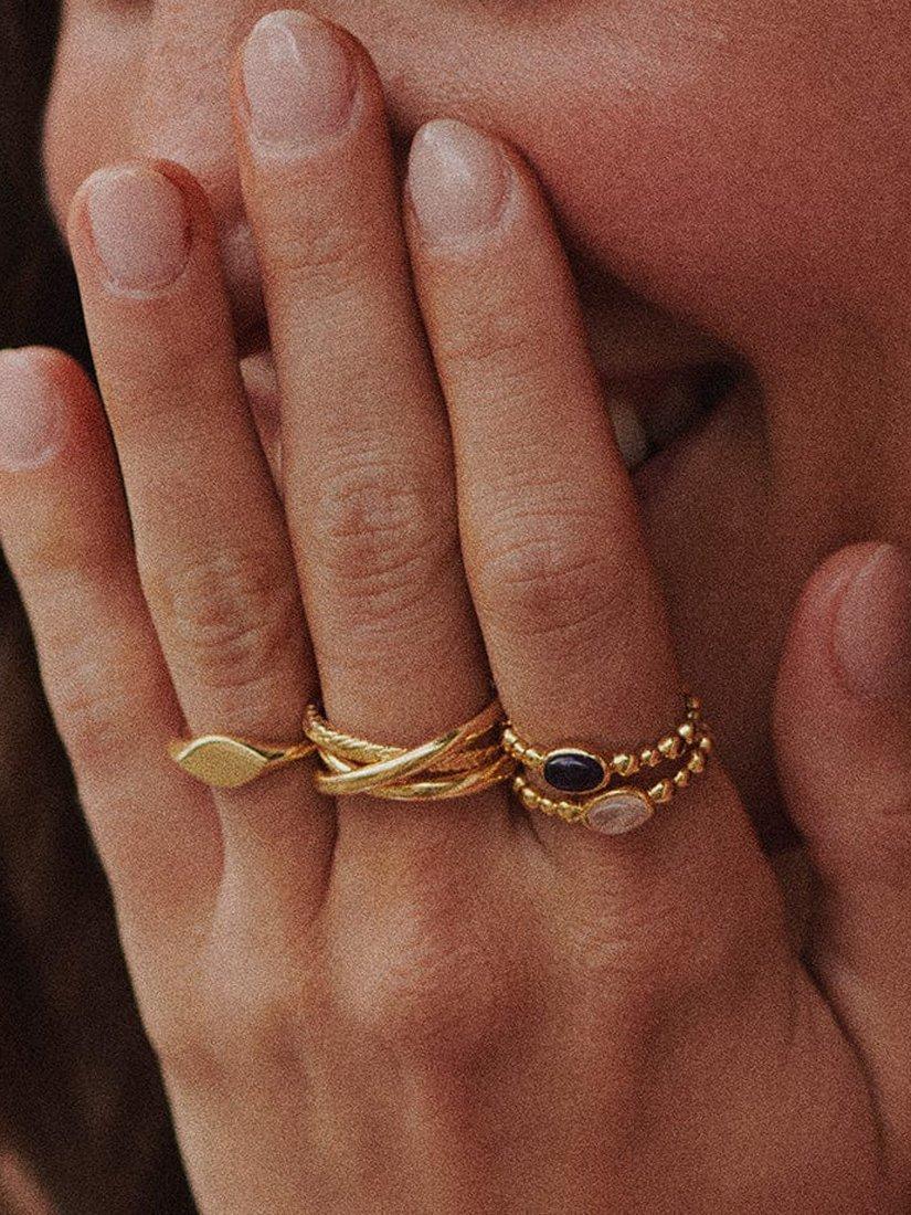 Product image 2 of 4, which shows Daisy London Textured Ring, Amethyst/ Gold, J