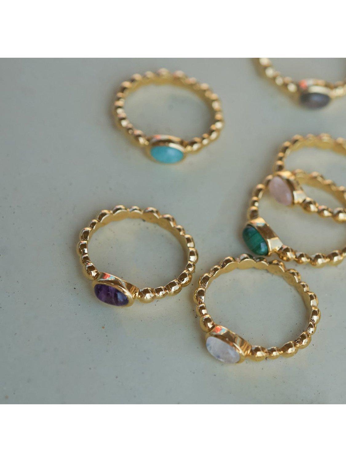 Product image 3 of 4, which shows Daisy London Textured Ring, Amethyst/ Gold, J