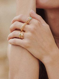 Daisy London Textured Stone Ring, Amazonite/ Gold - view 2, Amazonite/ Gold