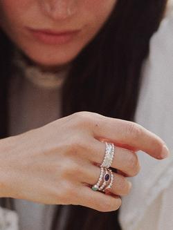 Daisy London Textured Ring, Amethyst/ Silv - view 2, Amethyst/ Silv