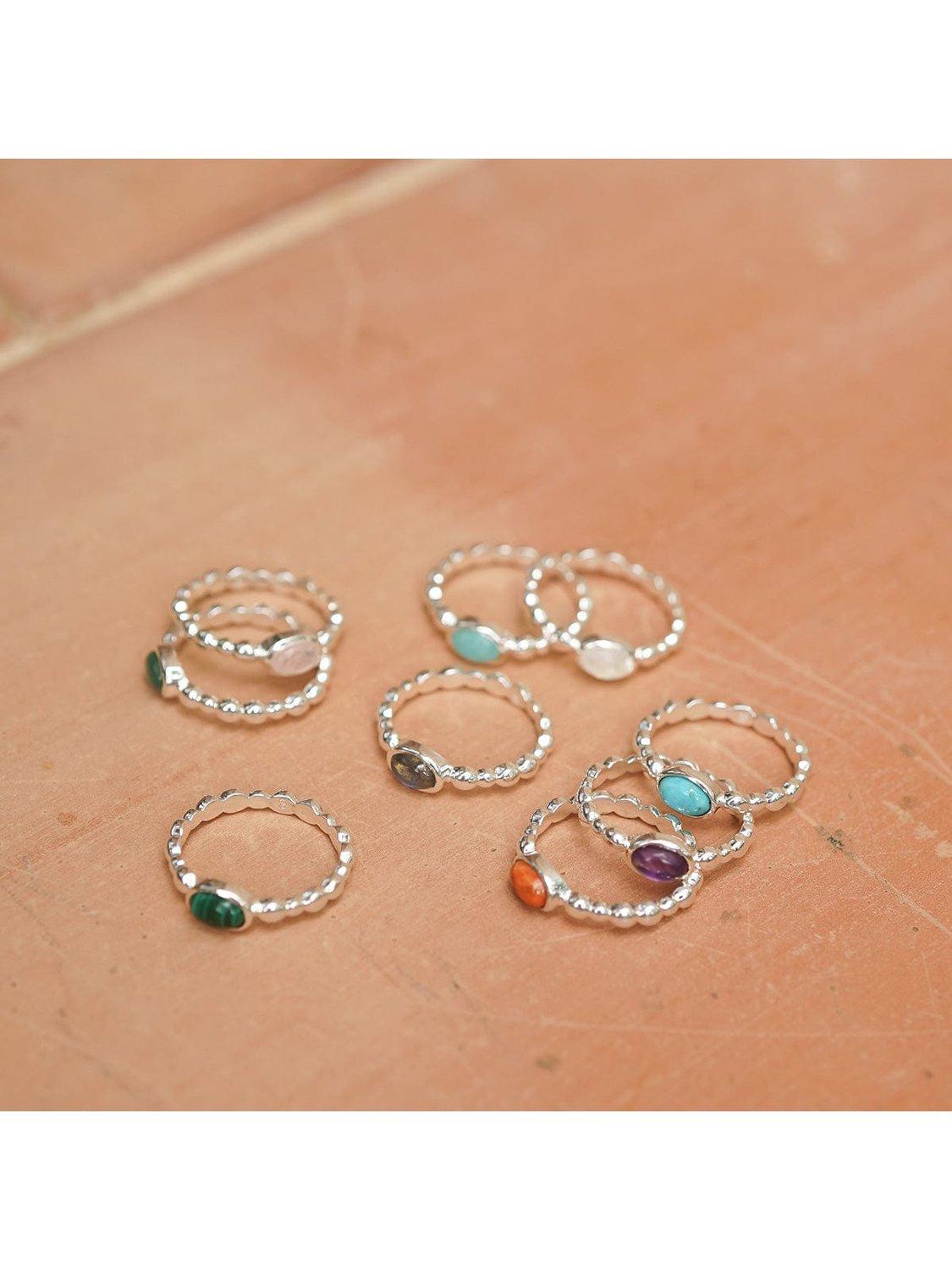 Product image 3 of 4, which shows Daisy London Textured Ring, Amethyst/ Silv, J