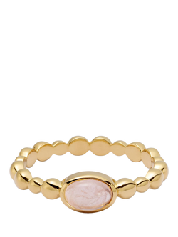 Daisy London Textured Stone Ring, Rose Quartz/ Gold, Rose Quartz/ Gold
