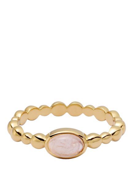 Daisy London Textured Stone Ring, Rose Quartz/ Gold, Rose Quartz/ Gold