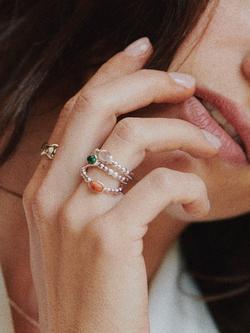 Daisy London Textured Stone Ring, Rose Quartz/ Silv - view 2, Rose Quartz/ Silv