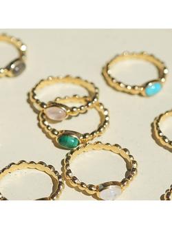 Daisy London Textured Stone Ring, Malachite/ Gold - view 2, Malachite/ Gold