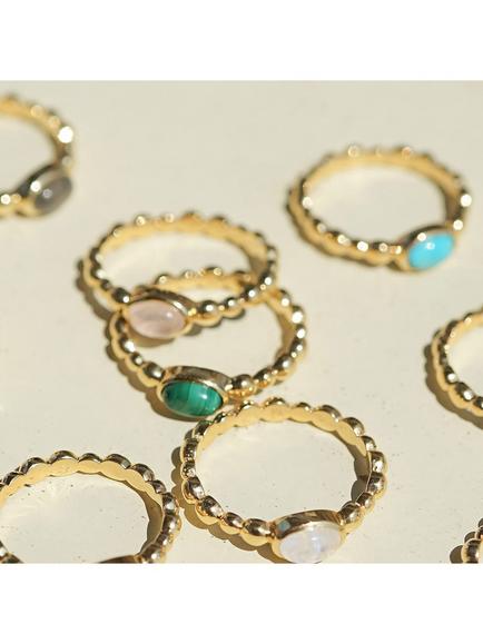 Daisy London Textured Stone Ring, Malachite/ Gold - view 2, Malachite/ Gold