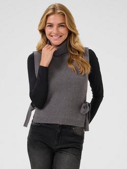KAFFE Sally Knitted Vest, Grey Melange