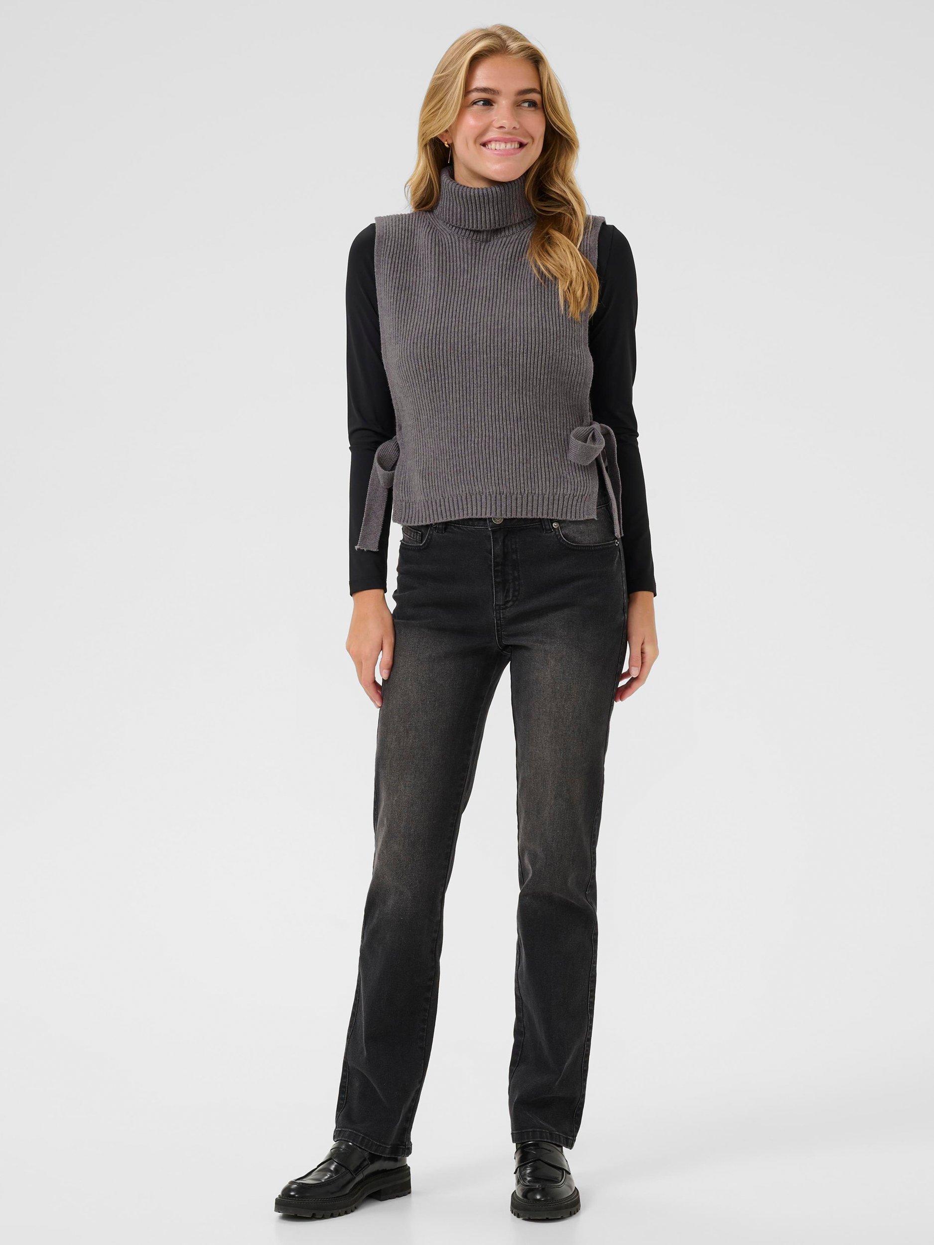 Product image 3 of 6, which shows KAFFE Sally Knitted Vest, Grey Melange, One Size