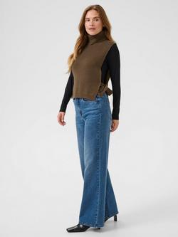 KAFFE Sally Knitted Vest - view 2, Deep Taupe