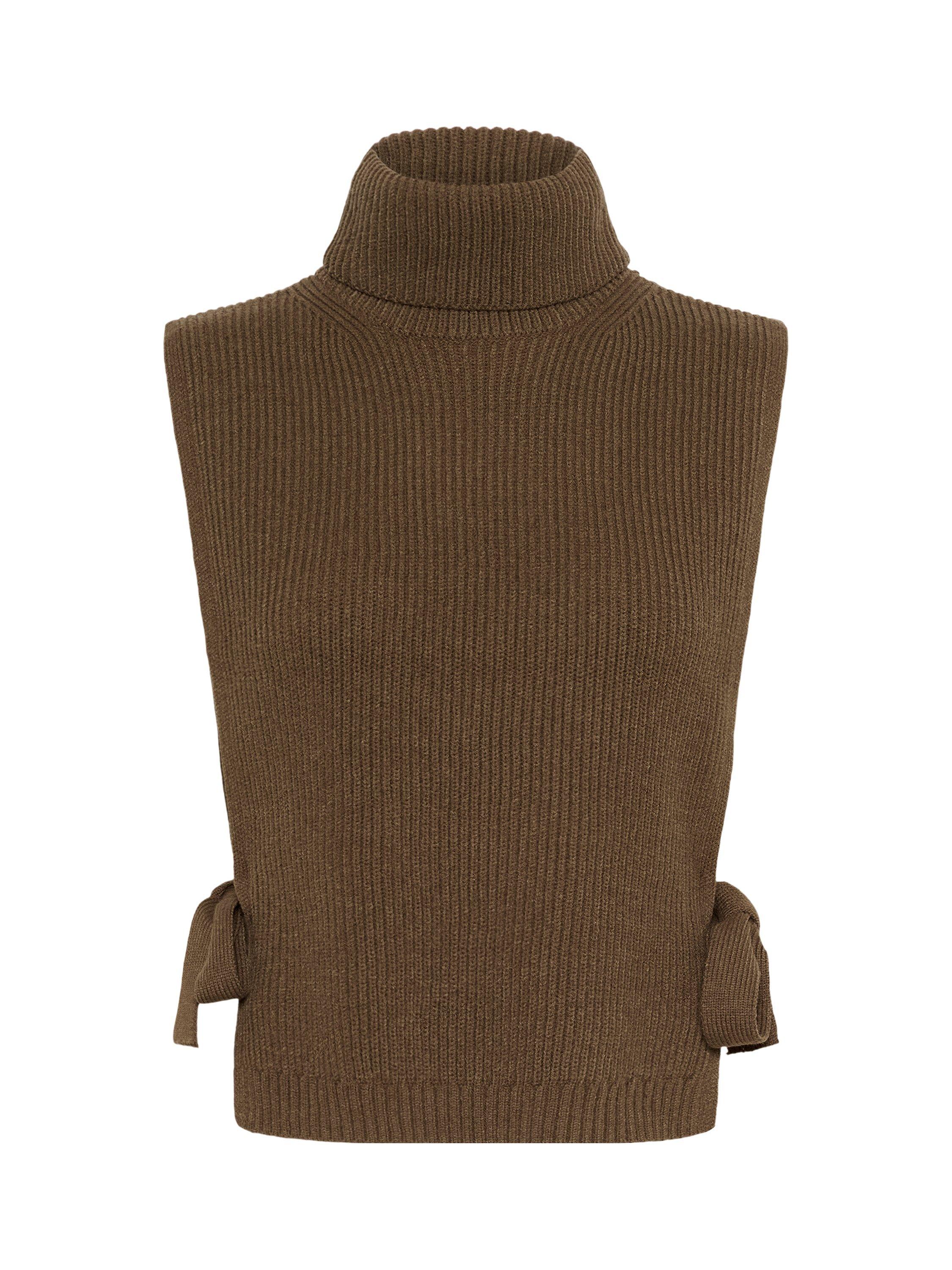 Product image 4 of 5, which shows KAFFE Sally Knitted Vest, Deep Taupe, One Size