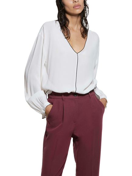 SISLEY Long Sleeve Oversize Blouse, Cream, Cream
