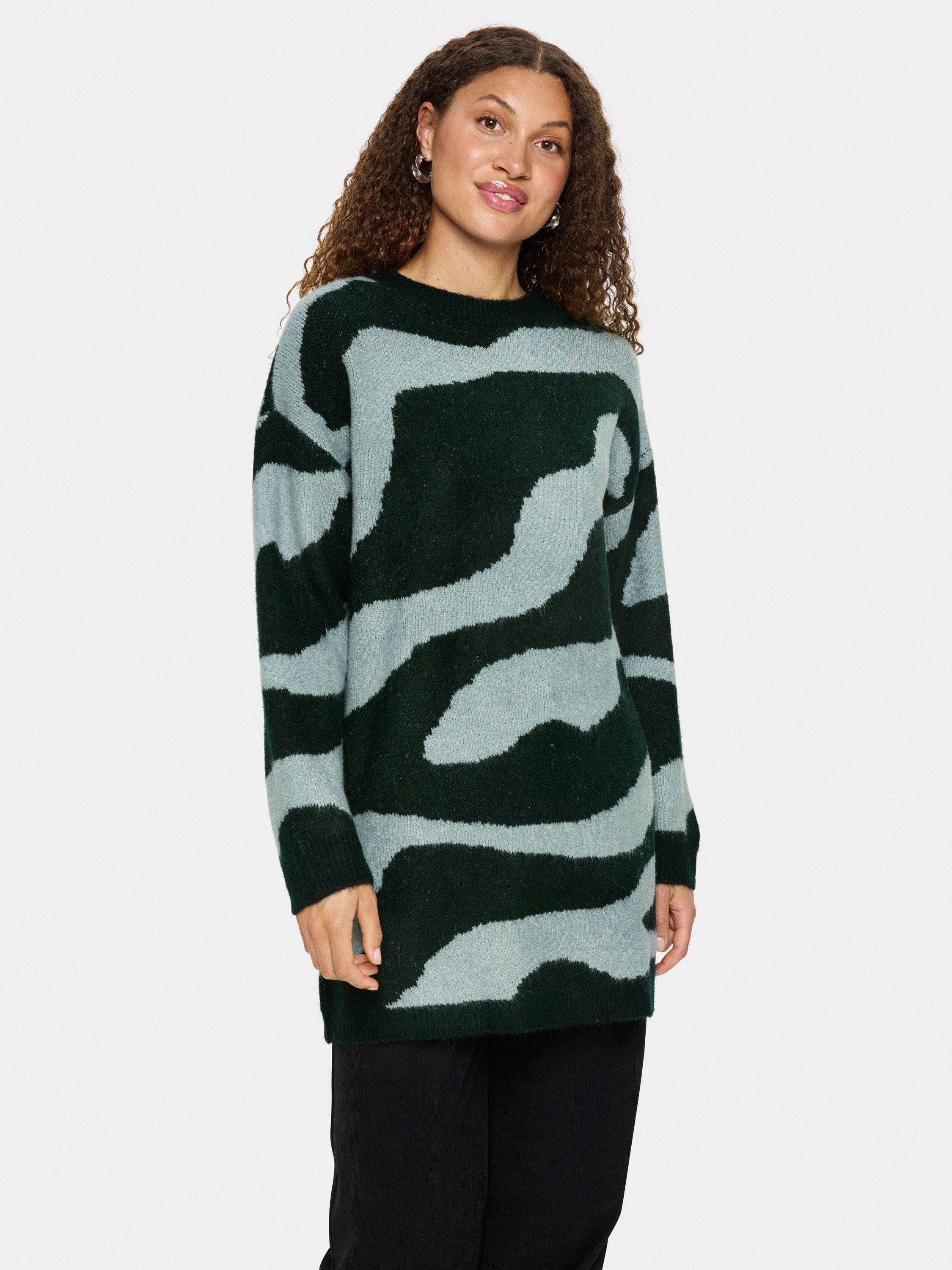 Product image 1 of 6, which shows Saint Tropez Mallie Abstract Jumper Dress, June Bug, XS