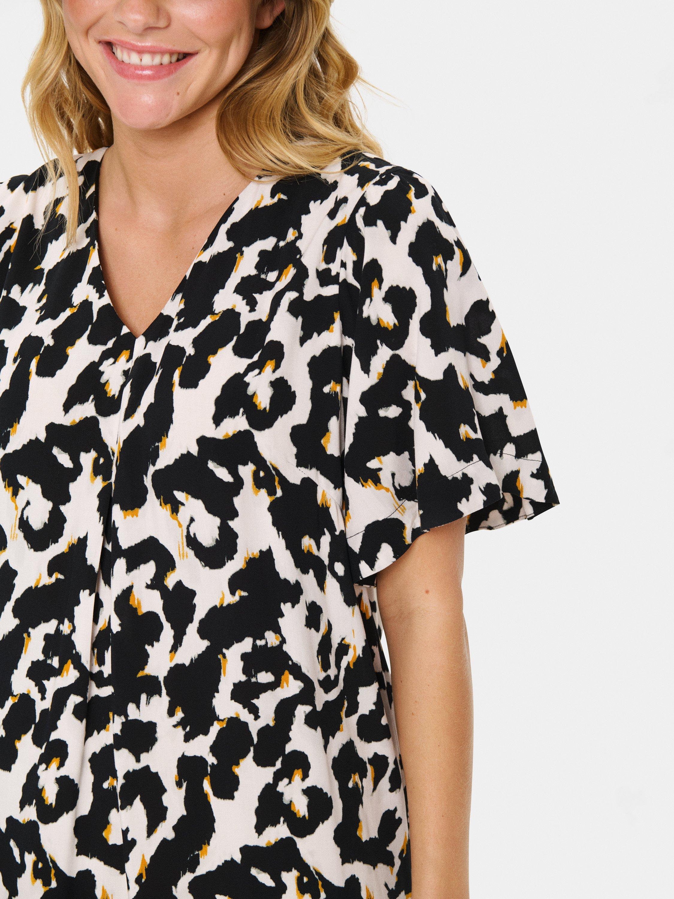 Product image 4 of 6, which shows Saint Tropez Marca Monochrome V-Neck Dress, Beige/Multi, M