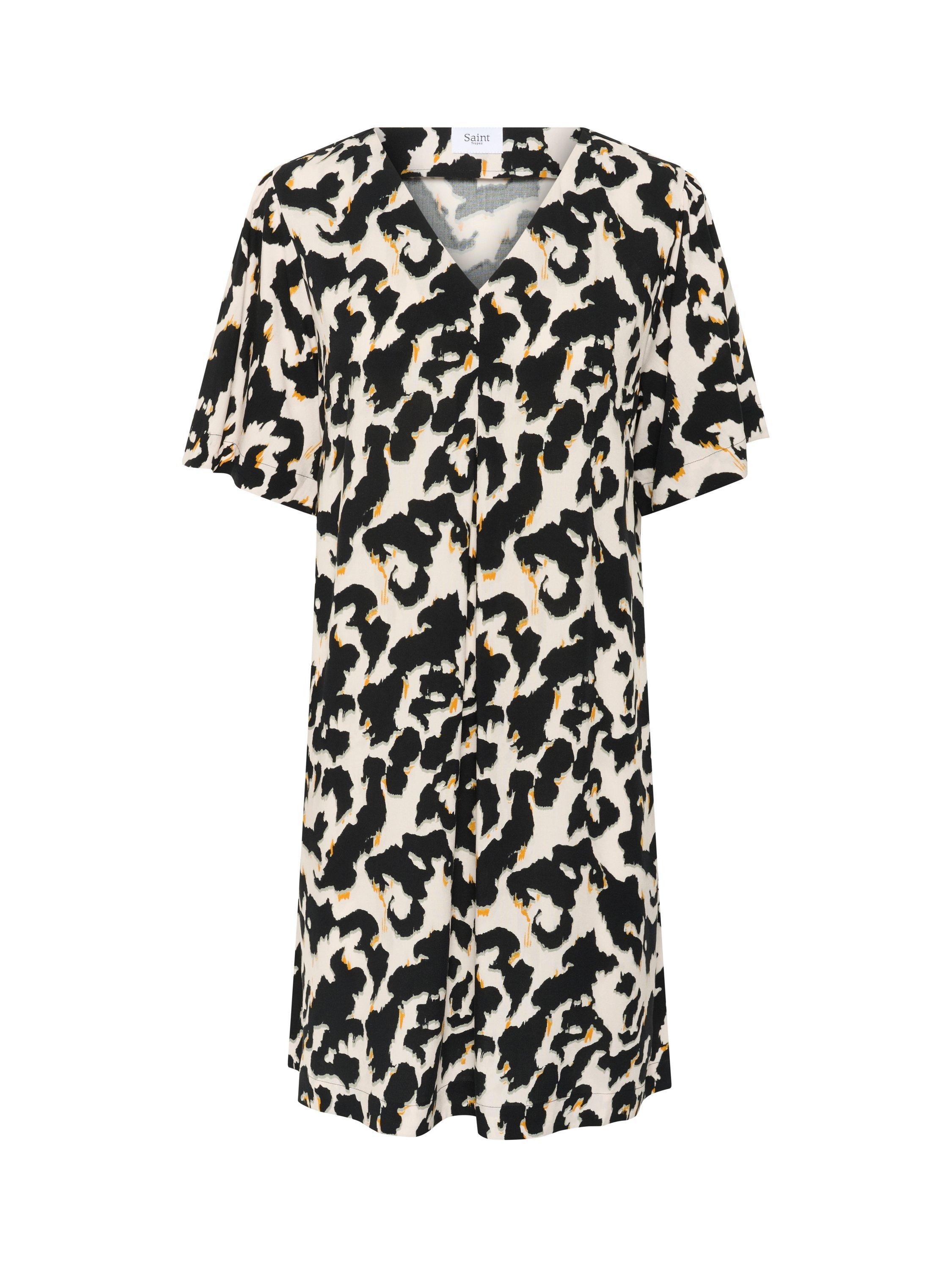 Product image 5 of 6, which shows Saint Tropez Marca Monochrome V-Neck Dress, Beige/Multi, M