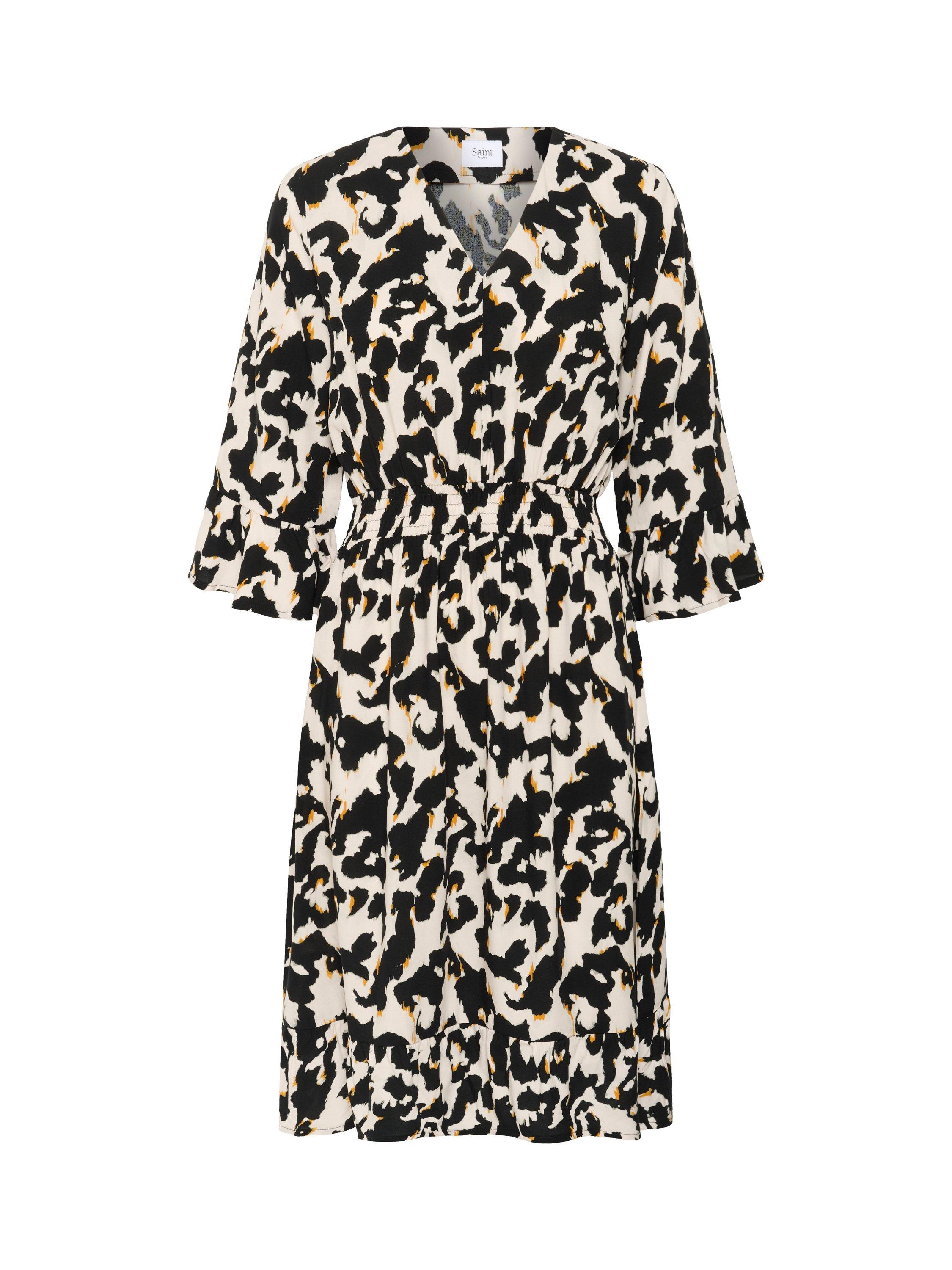 Product image 5 of 6, which shows Saint Tropez Marca Orchid Painted Leopard Dress, Beige/Multi, XS