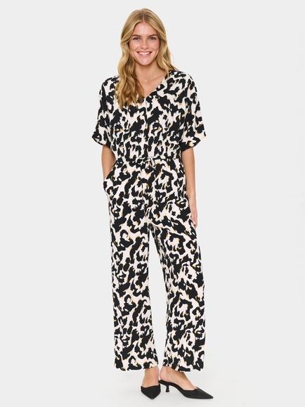Saint Tropez Marca Orchid Painted Leopard Jumpsuit, Beige/Multi, Beige/Multi