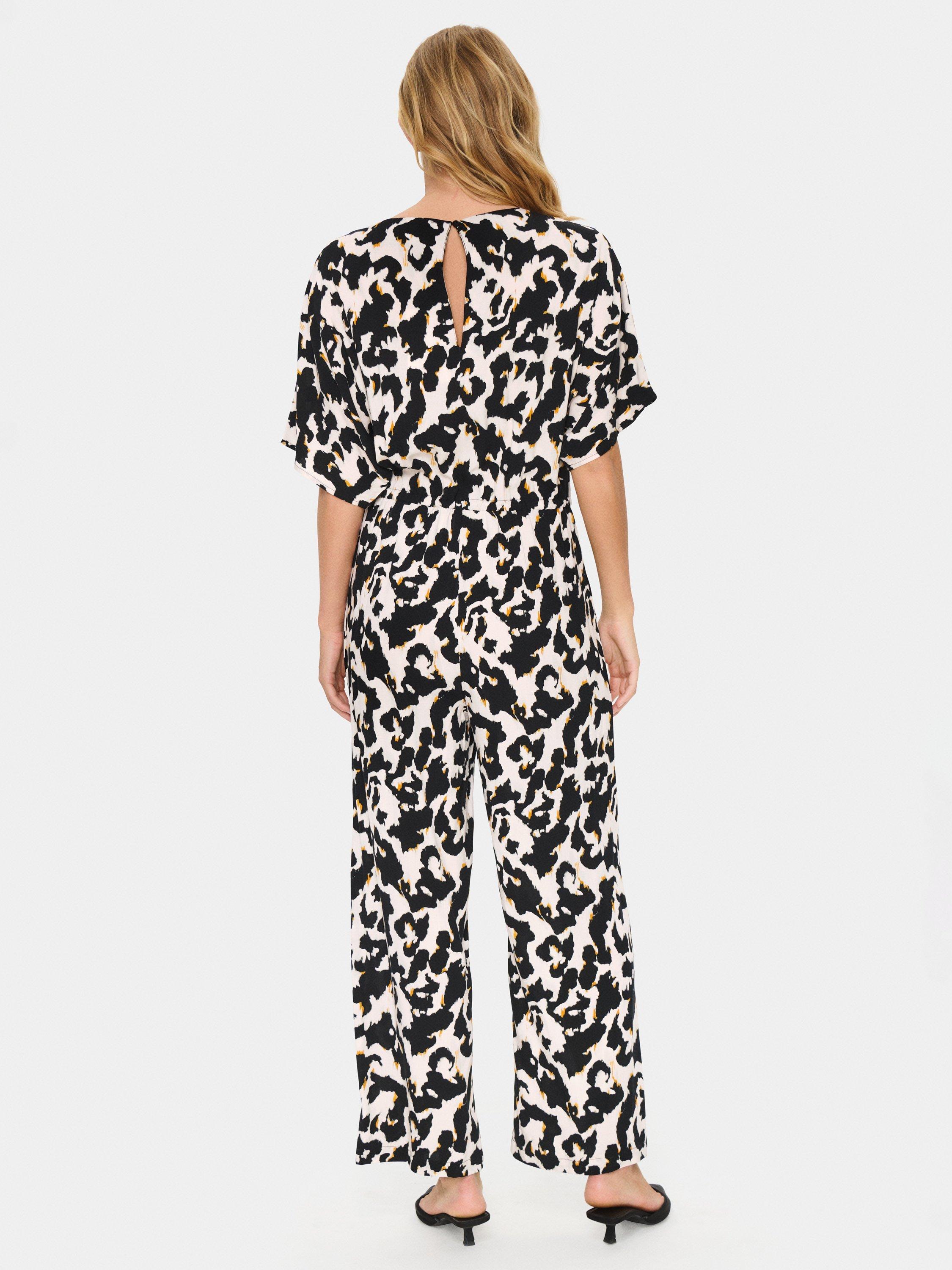 Product image 2 of 6, which shows Saint Tropez Marca Orchid Painted Leopard Jumpsuit, Beige/Multi, XS