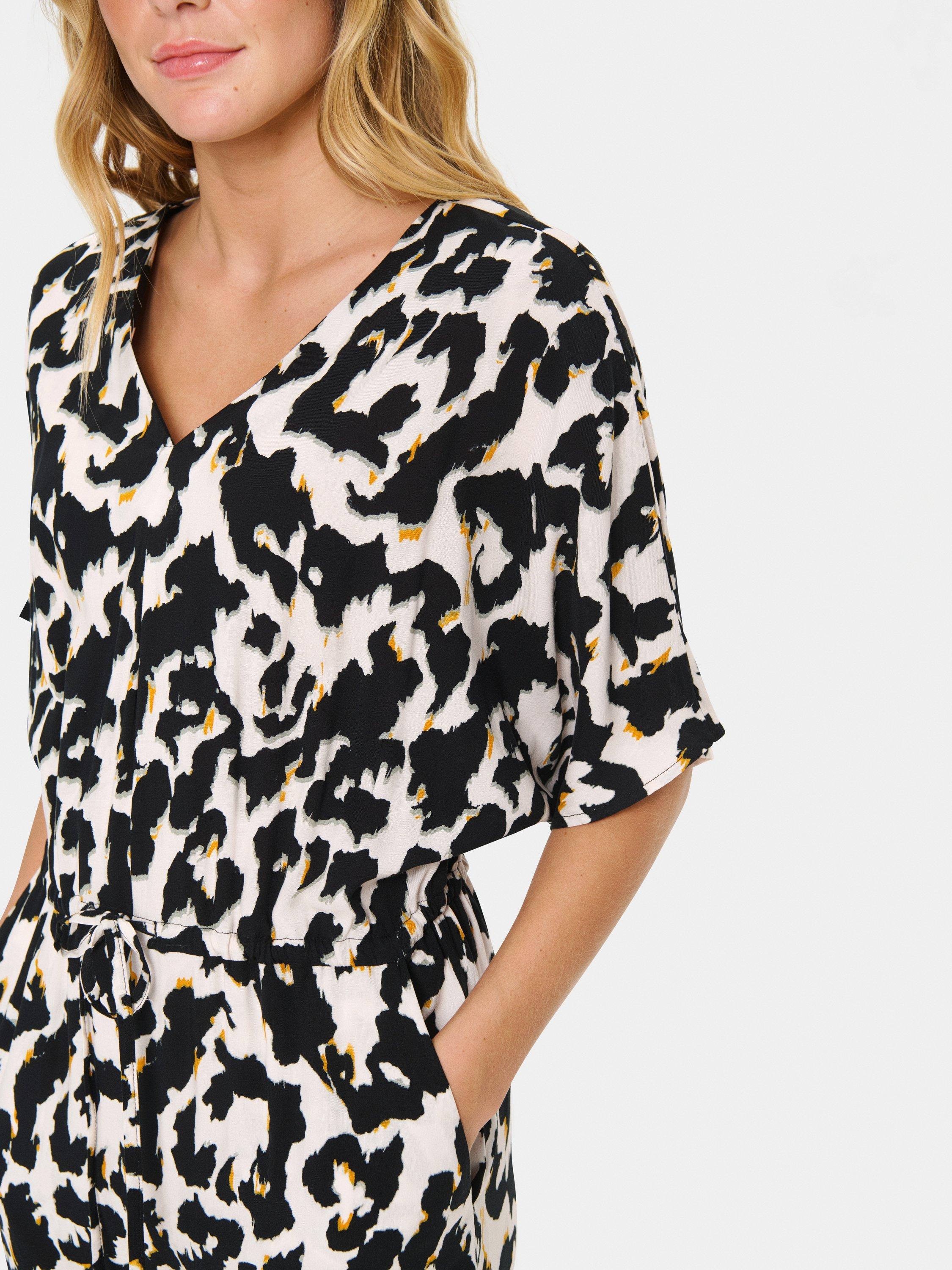 Product image 4 of 6, which shows Saint Tropez Marca Orchid Painted Leopard Jumpsuit, Beige/Multi, XS