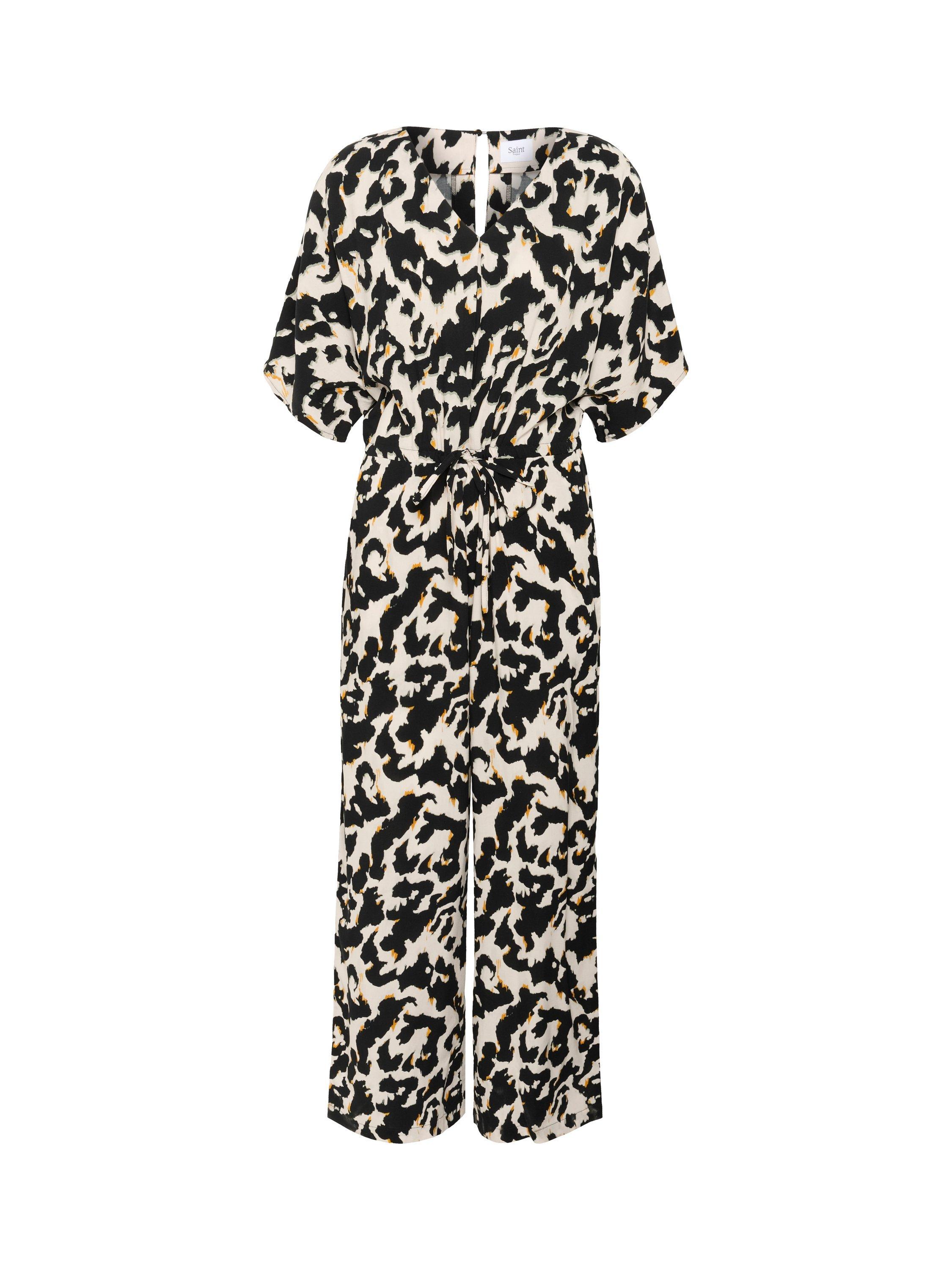 Product image 5 of 6, which shows Saint Tropez Marca Orchid Painted Leopard Jumpsuit, Beige/Multi, XS